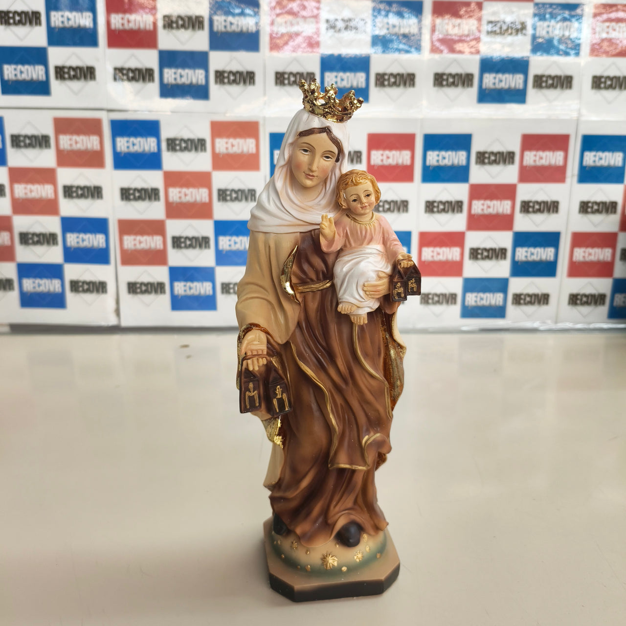 Figura Virgen del Carmen pintada a mano, 30 cm