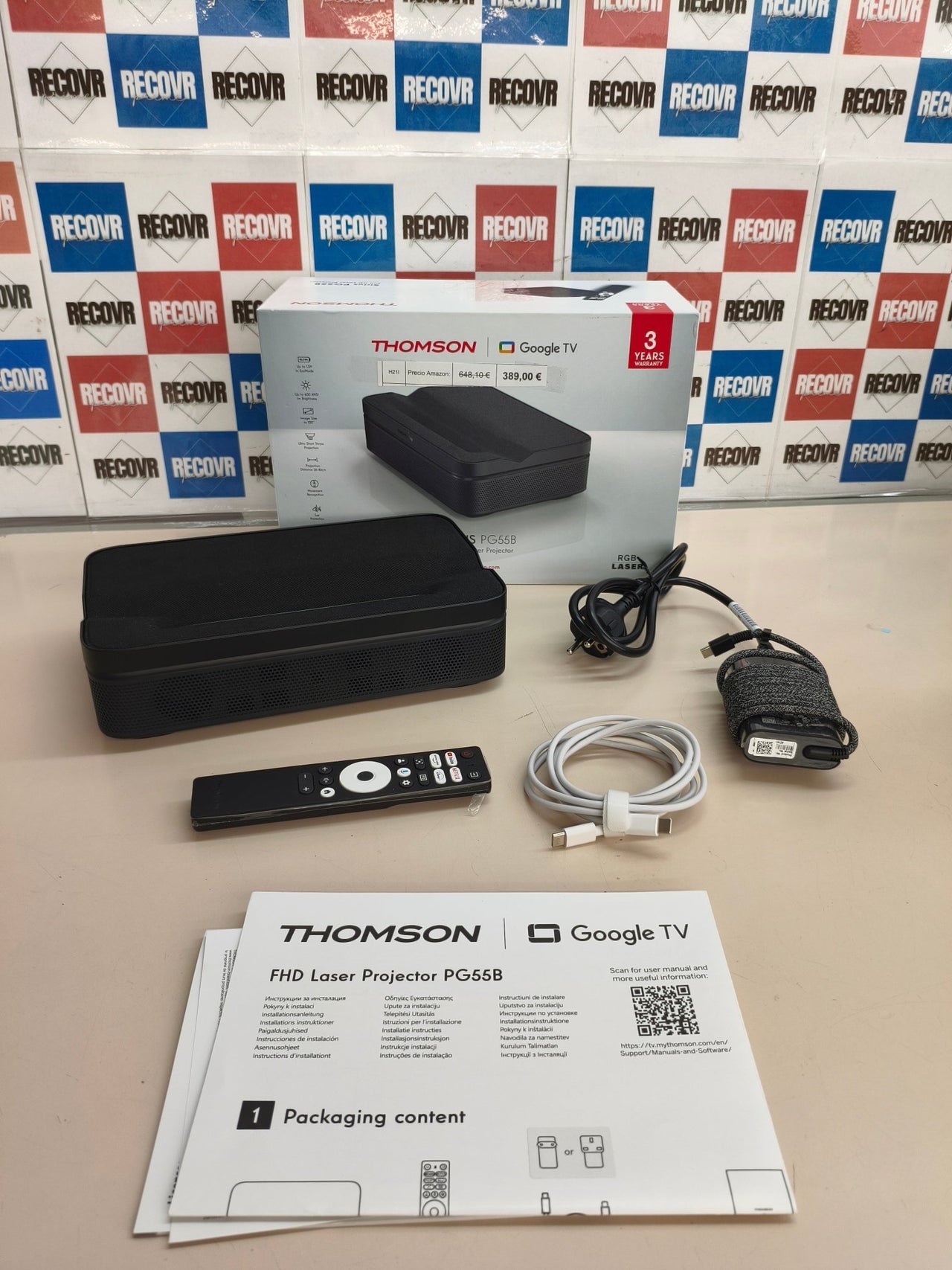 Thomson Sirius PG55B, proyector láser Full HD, Google TV, batería