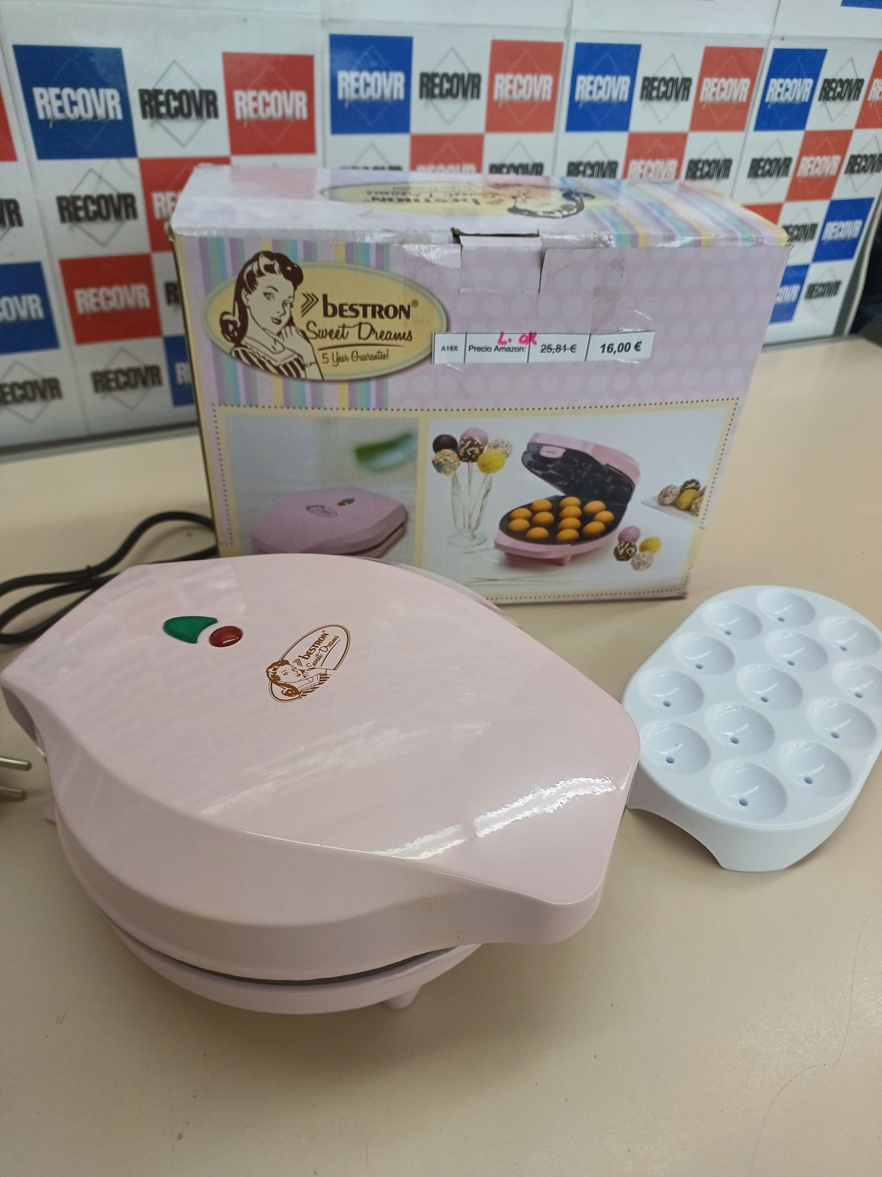 Gofrera 12 Cake-Pop-Sticks, Cake-Pop's en Diseño Retro, Bestron Tenedor &  recubrimiento antiadherente, Colección Sweet Dreams, Color: rosa