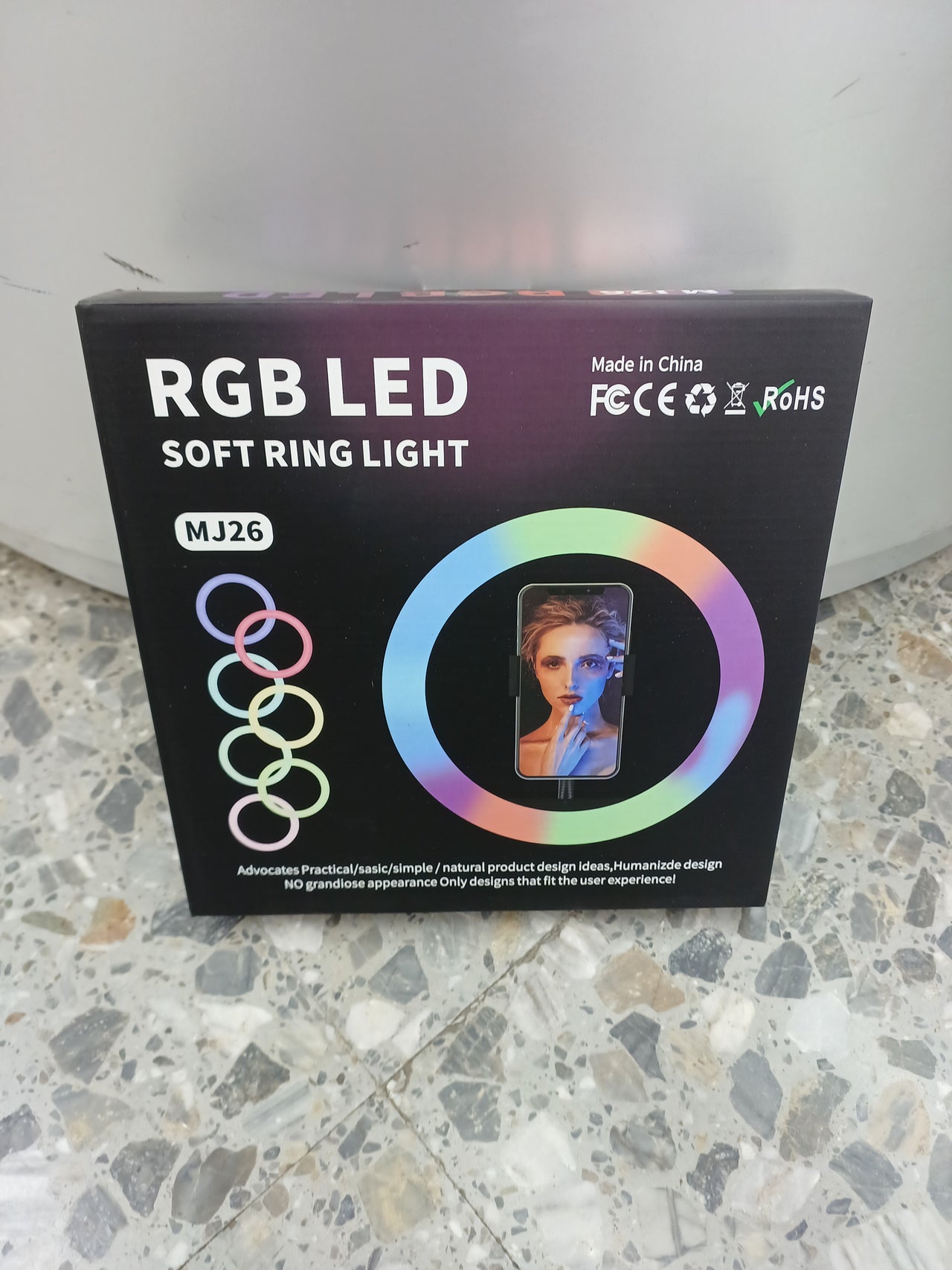 Lampara de Anillo,10", RGB LED, 360° de rotación, luz suave, MJ26