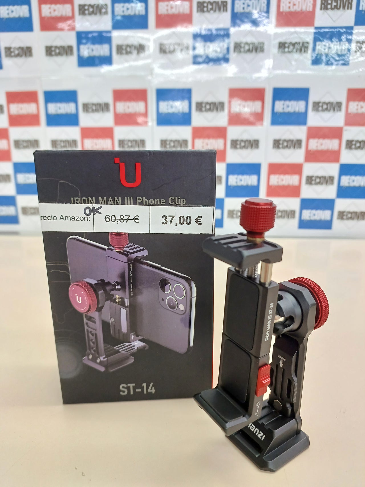 ULANZI ST-14 - Soporte de trípode para teléfono Celular, Adaptador de Aluminio con Zapata fría, Abrazadera de Soporte de teléfono Celular de 360° para iPhone 13 12 11 MAX Pro iPhone X XR XS 6 7 Plus