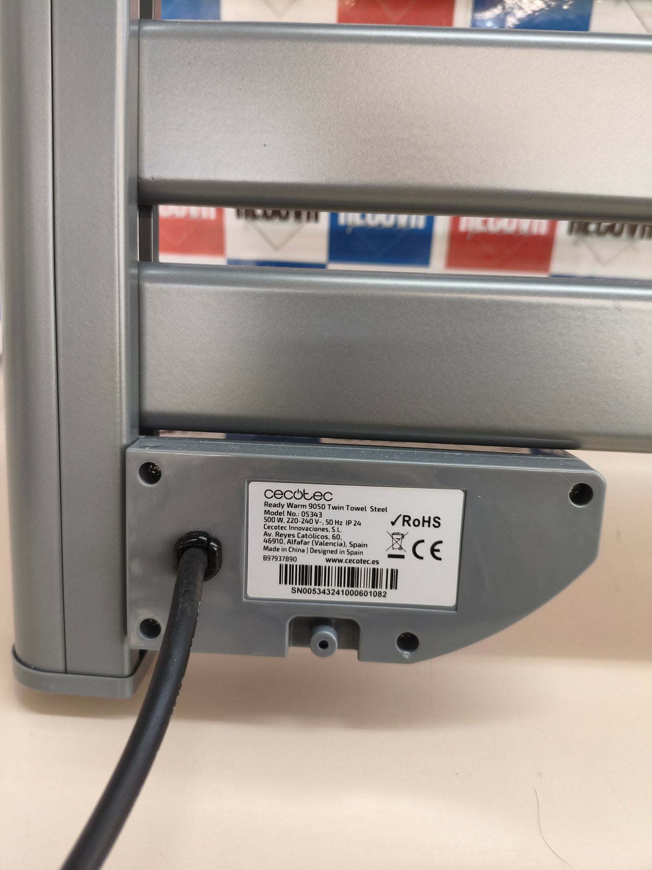 Cecotec Ready Warm 9050, toallero eléctrico 500W, IP24, gris