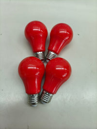 Pack de 4 bombillas LED E27 de colores para decoración y fiestas.