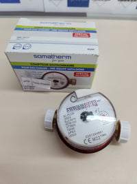 Medidor 15 mm  Agua Caliente SOMATHERM – Chorro Único, Rosca 20/27, Lectura 8 Dígitos, MID, Esfera Orientable, Sensor de Pulso
