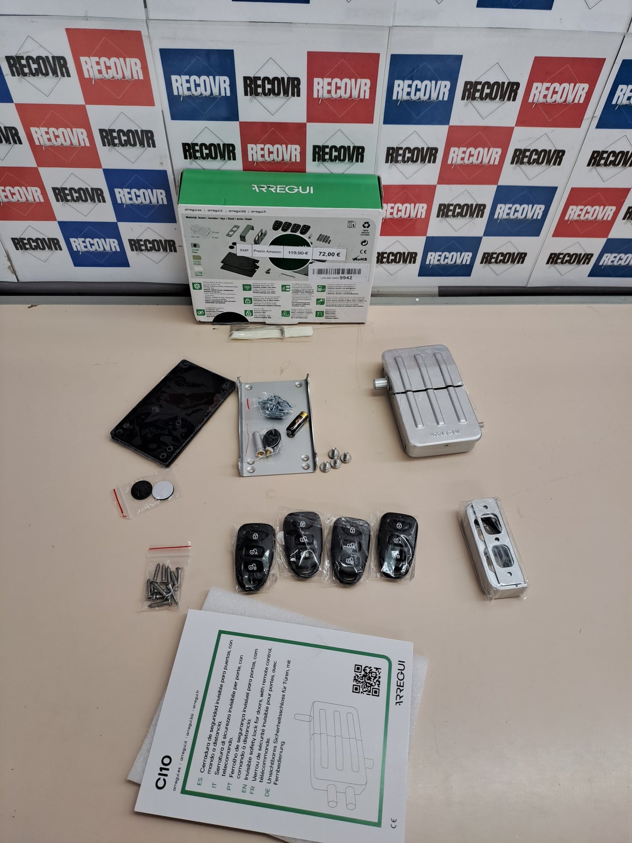 Cerradura de seguridad invisible ARREGUI CI10P con mando a distancia plata