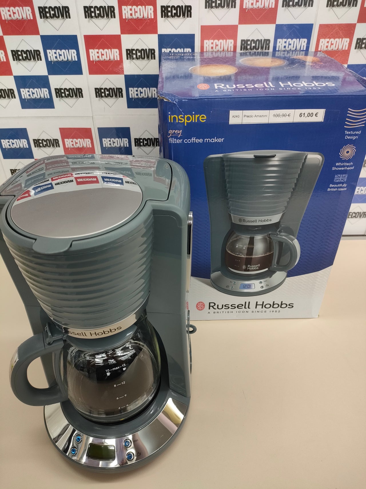 Cafetera 15 Tazas, Jarra Cristal 1,25LRussell Hobbs