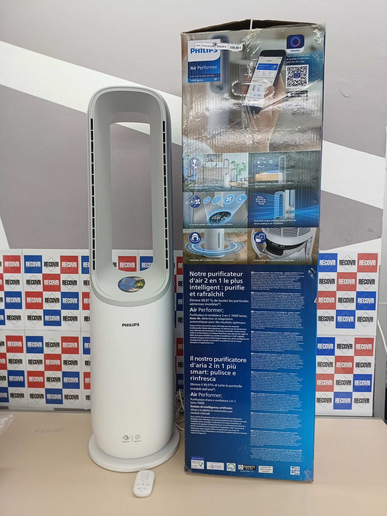 Purificador de Aire y Ventilador Inteligente, 70 m², Filtro HEPA, Alexa, App, Silencioso Philips Air Performer 2en1 AMF765/10