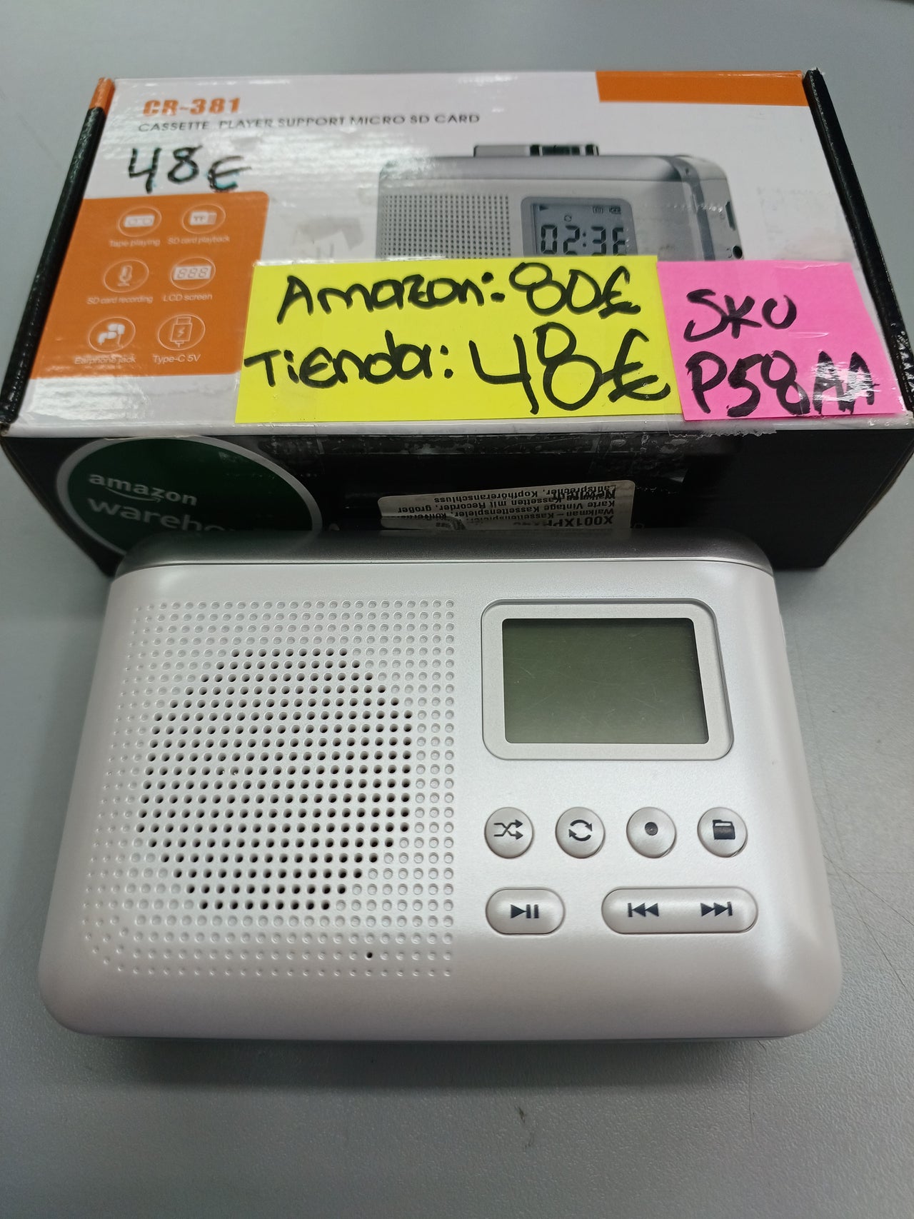 Reproductor cassete portátil, convertidor a MP3 a través de tarjeta SD