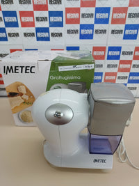 Rallador Eléctrico 150 W, Rodillo De Acero Inoxidable, Tolva De Aluminio, Recipiente Extraíble Con Tapa Frescura, Sistema De Seguridad,  Imetec Grattugissima
