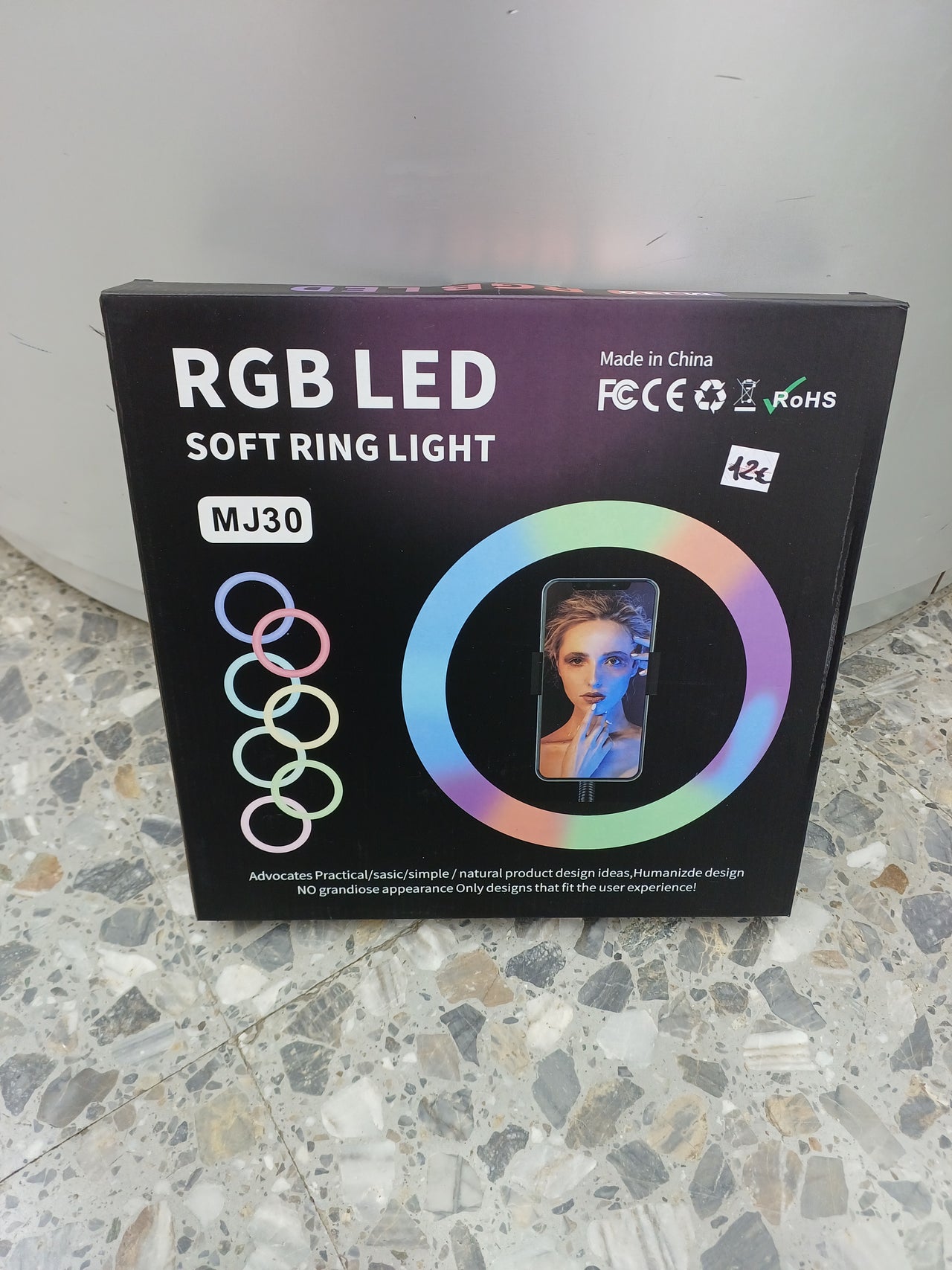Lampara de Anillo, 12", RGB LED, 360° de rotación, luz suave, MJ30