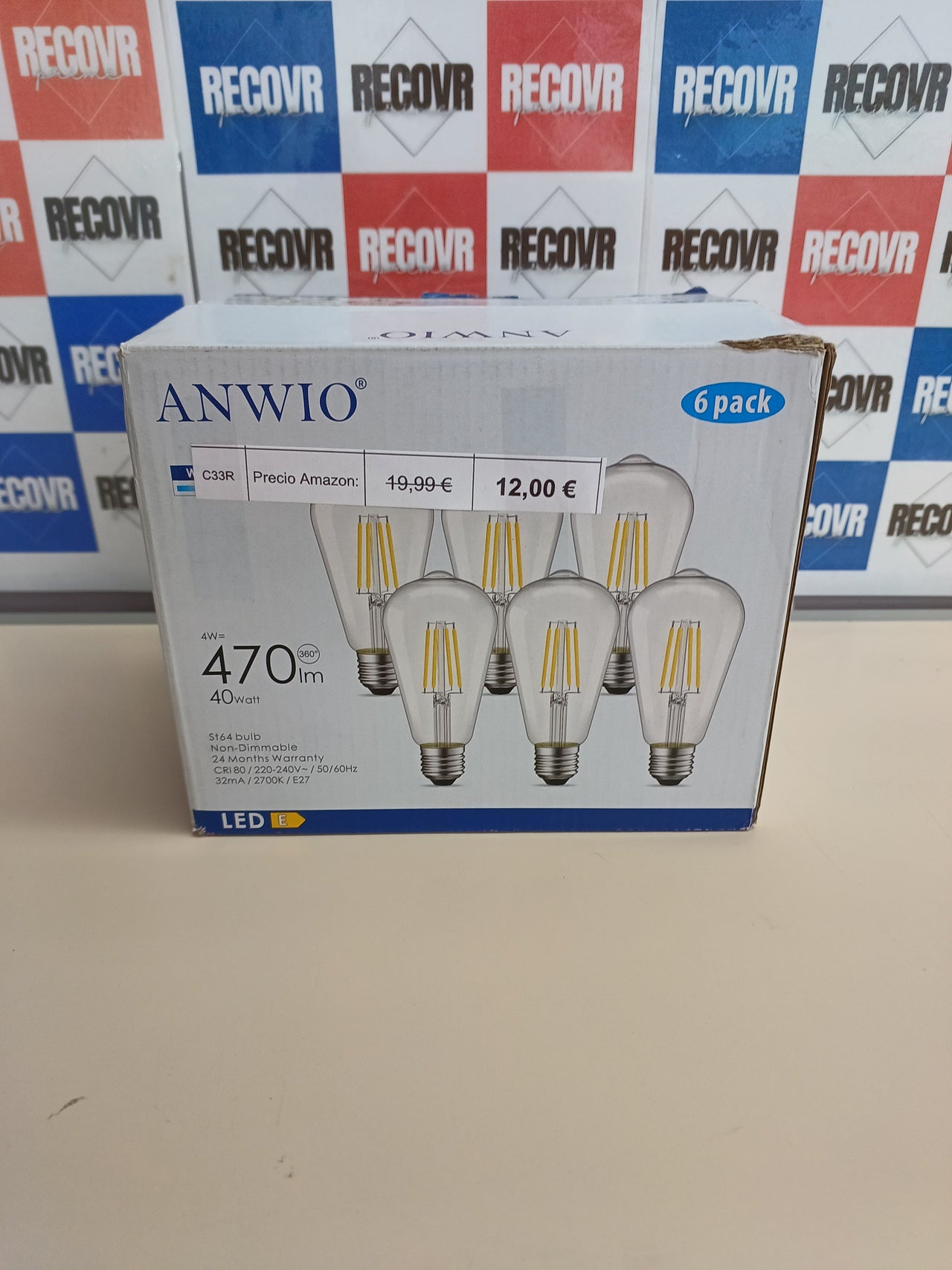 Bombillas LED Vintage ANWIO E27 ST64 4W (Pack 6)