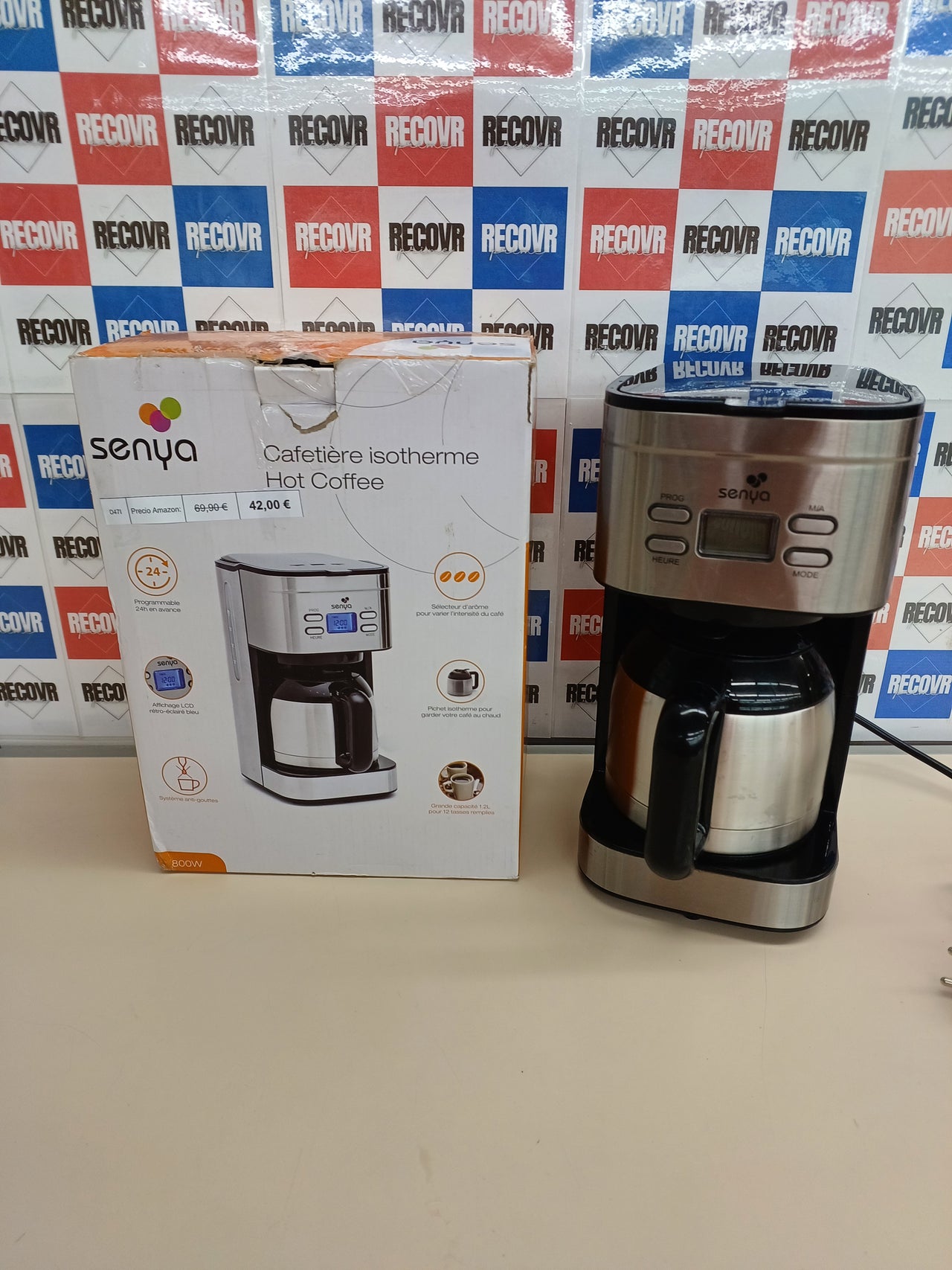 Cafetera isotérmica inox 1,2L 800W Senya