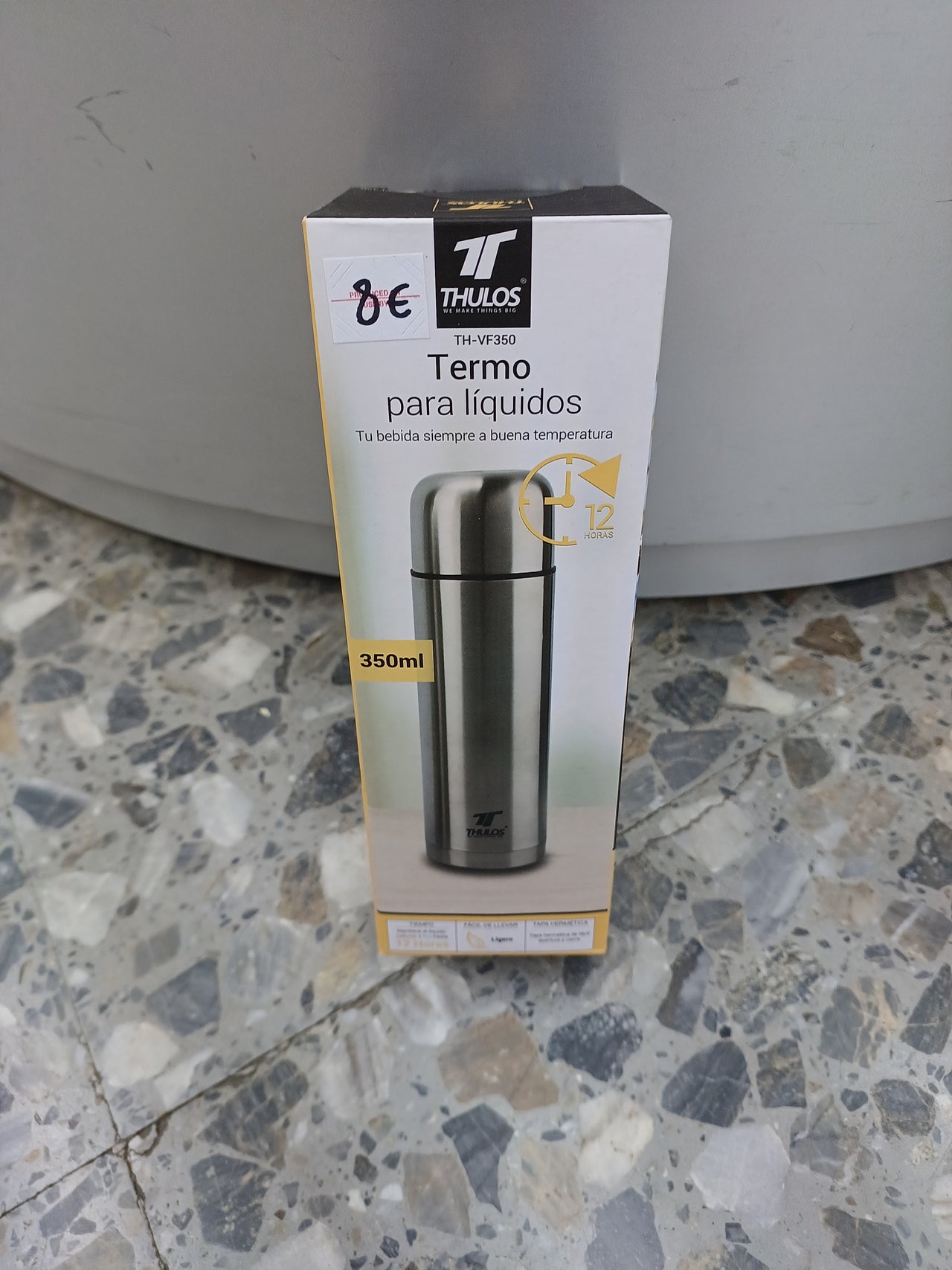 Termo para líquidos caliente/frío, ligero, 350ml, hasta 12h, doble aislamiento de acero inoxidable, THULOS TH-VF350