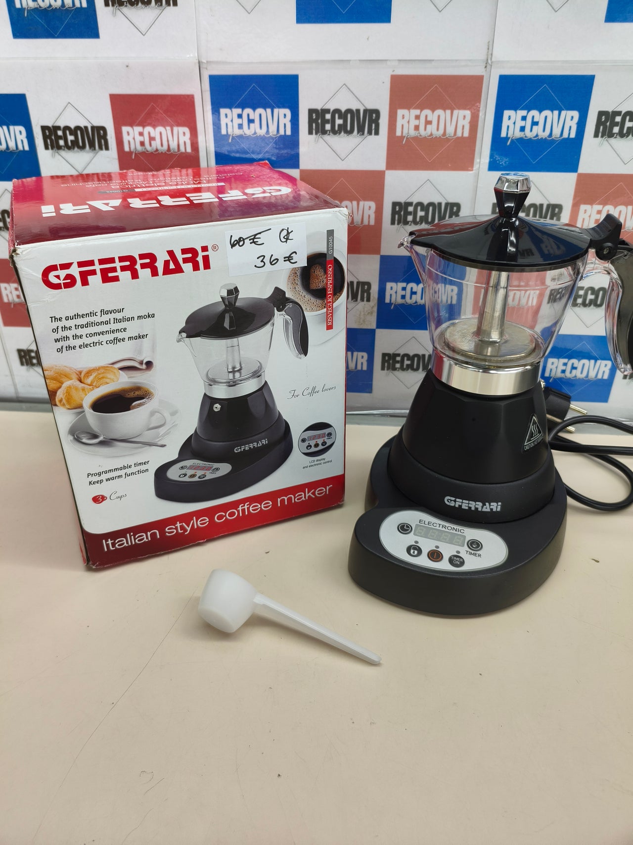 Cafetera moka eléctrica programable para 3 tazas