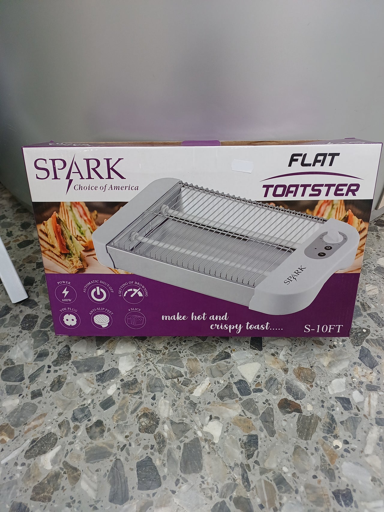 Tostadora 600W, apagado automático, 6 tipos de potencia, bandeja de acero inoxidable, fácil limpieza, SPARK