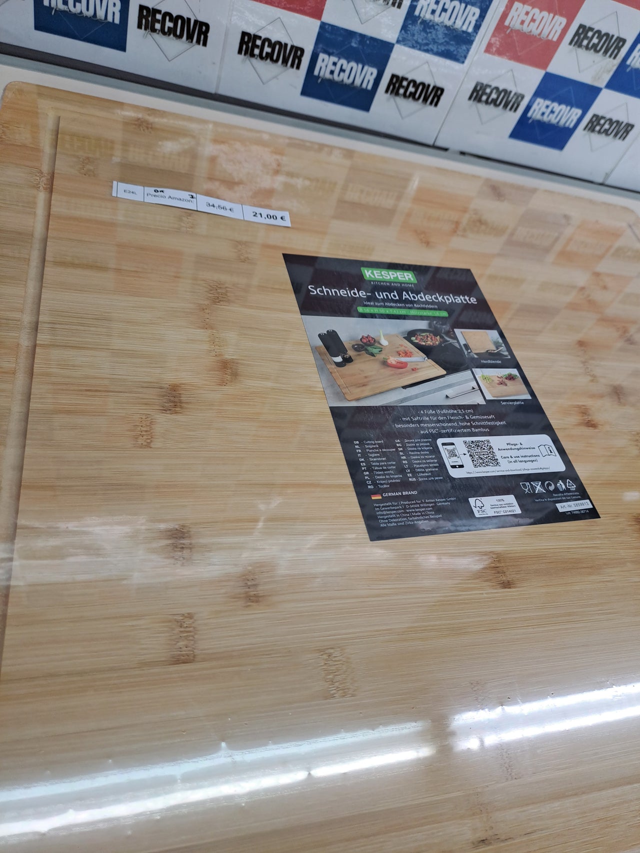 Tabla cubre cocina bambú FSC 56x50 Kesper