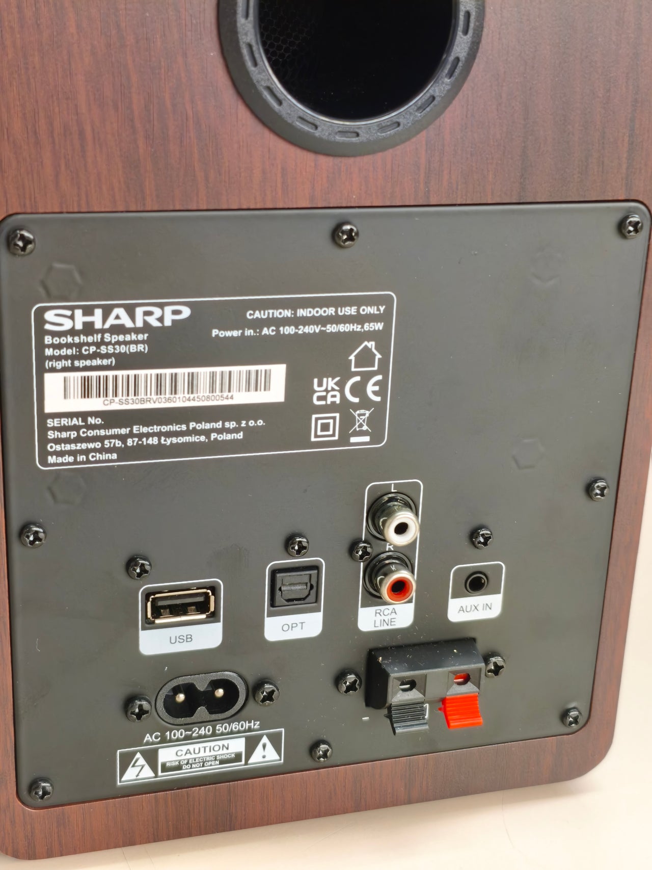 Sharp CP-SS30(BR), altavoces de estantería 60W, Bluetooth, marrón