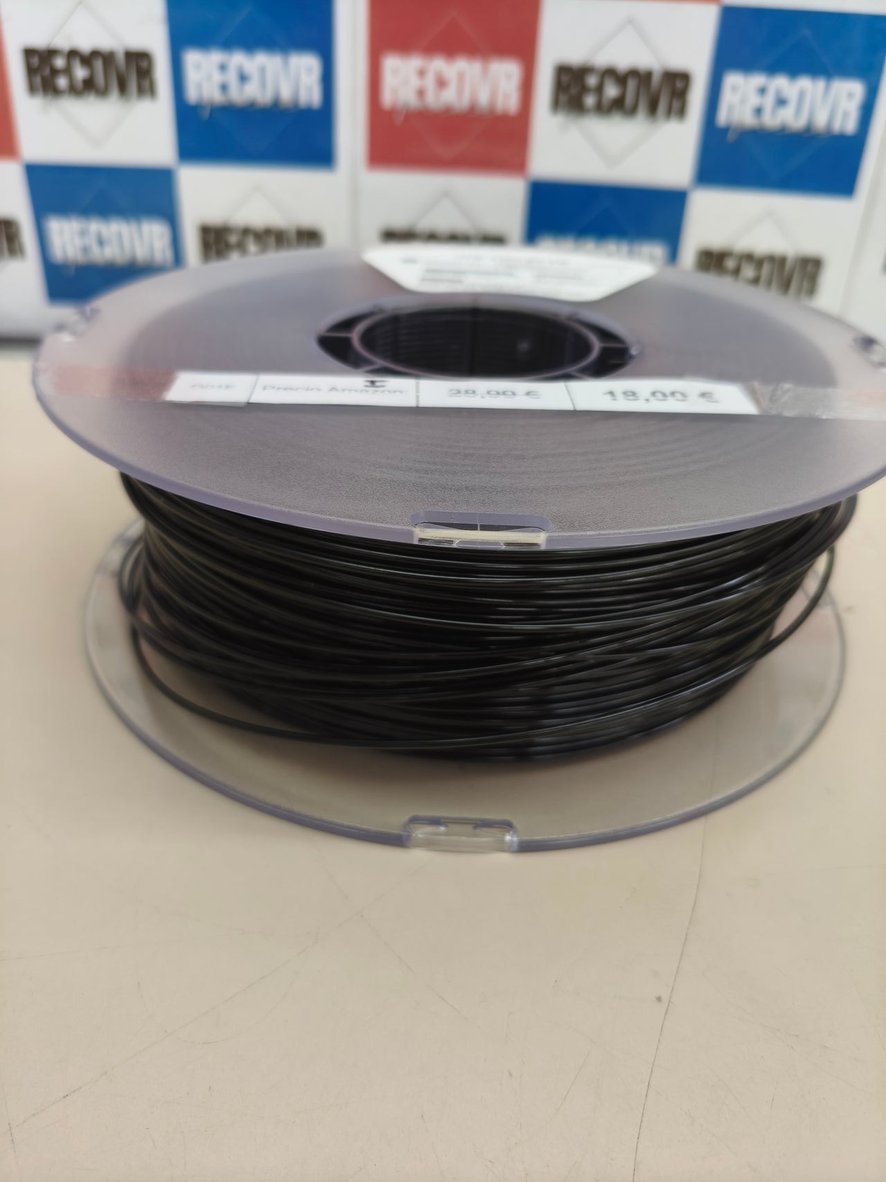 Filamento PC ignífugo para impresora 3D, 1,75 mm, 1 kg, negro.
