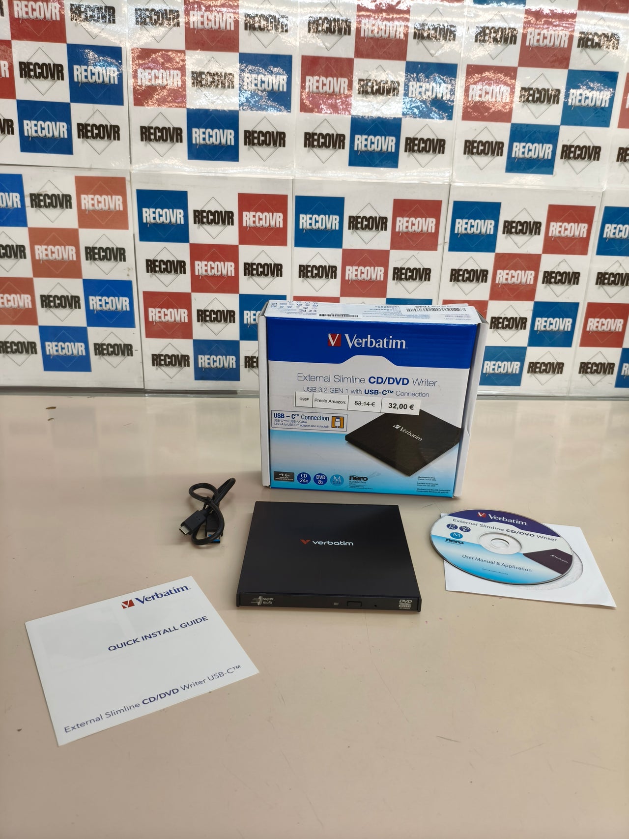 Verbatim 43886, unidad óptica DVD±RW externa, negra