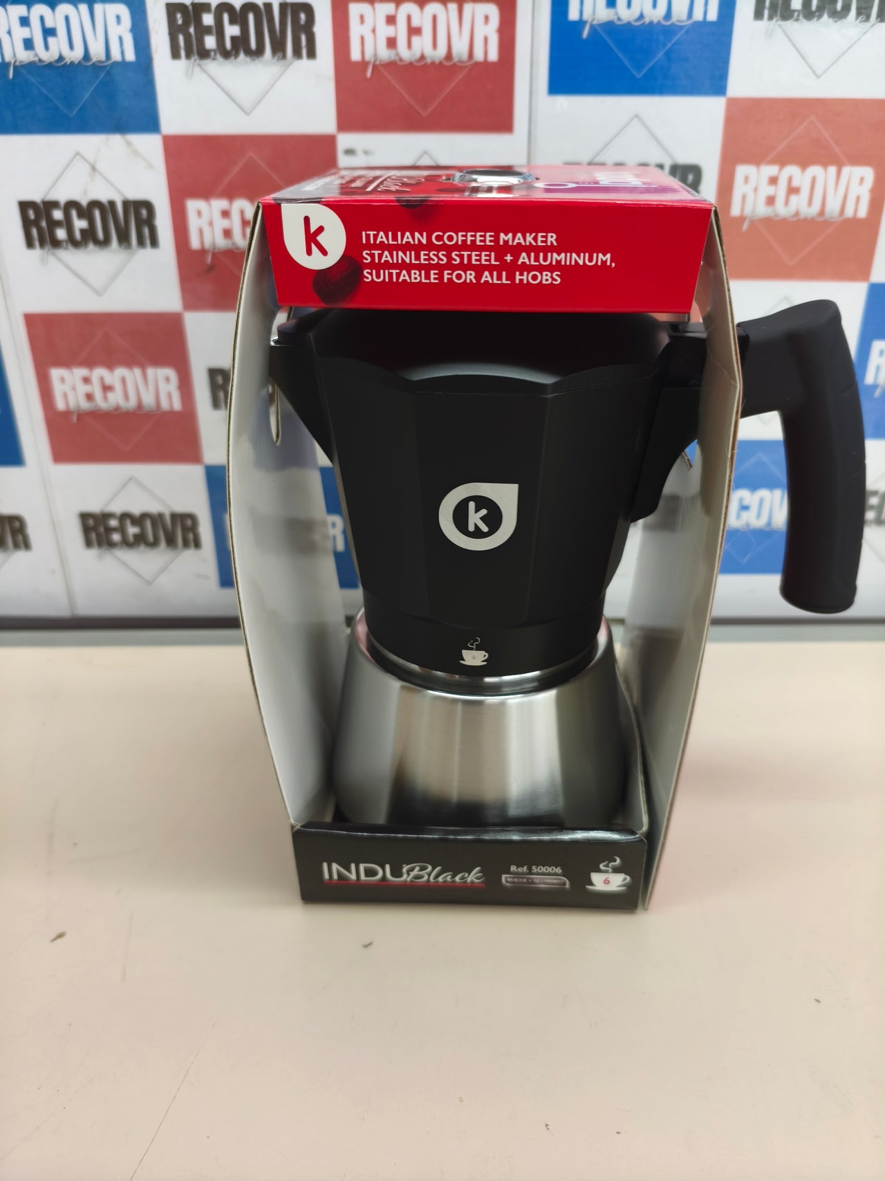 Cafetera Italiana INDU Black 6 tazas