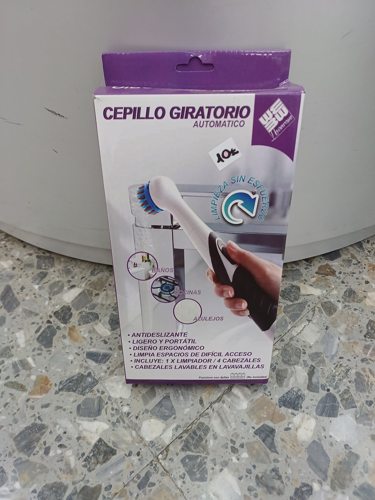 Cepillo giratorio automático, antideslizante, ligero y portátil, incluye 1x limpiador y 4 cabezales BN5528