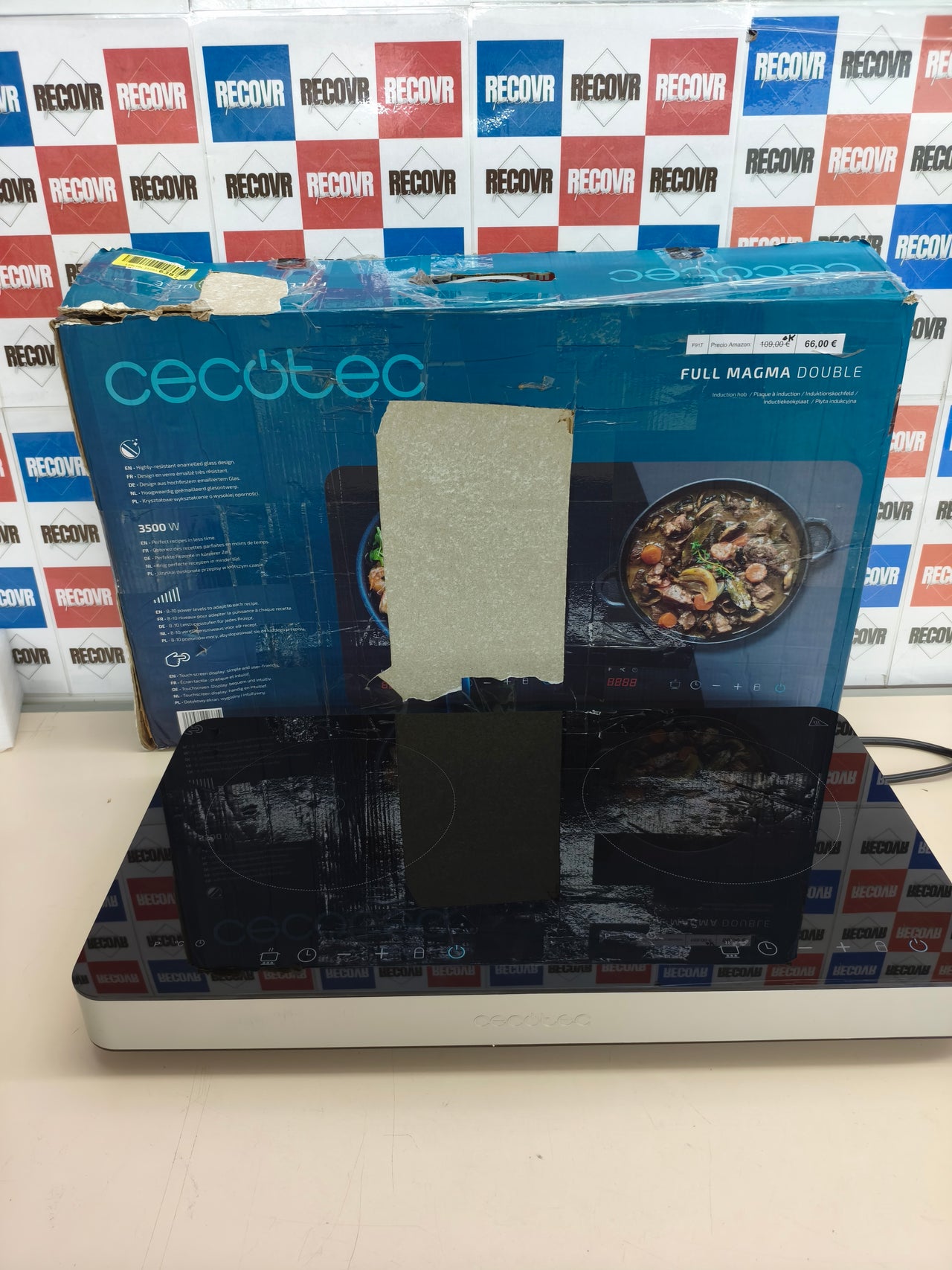Placa de inducción Cecotec Full Magma Double 3500W de 2 fuegos
