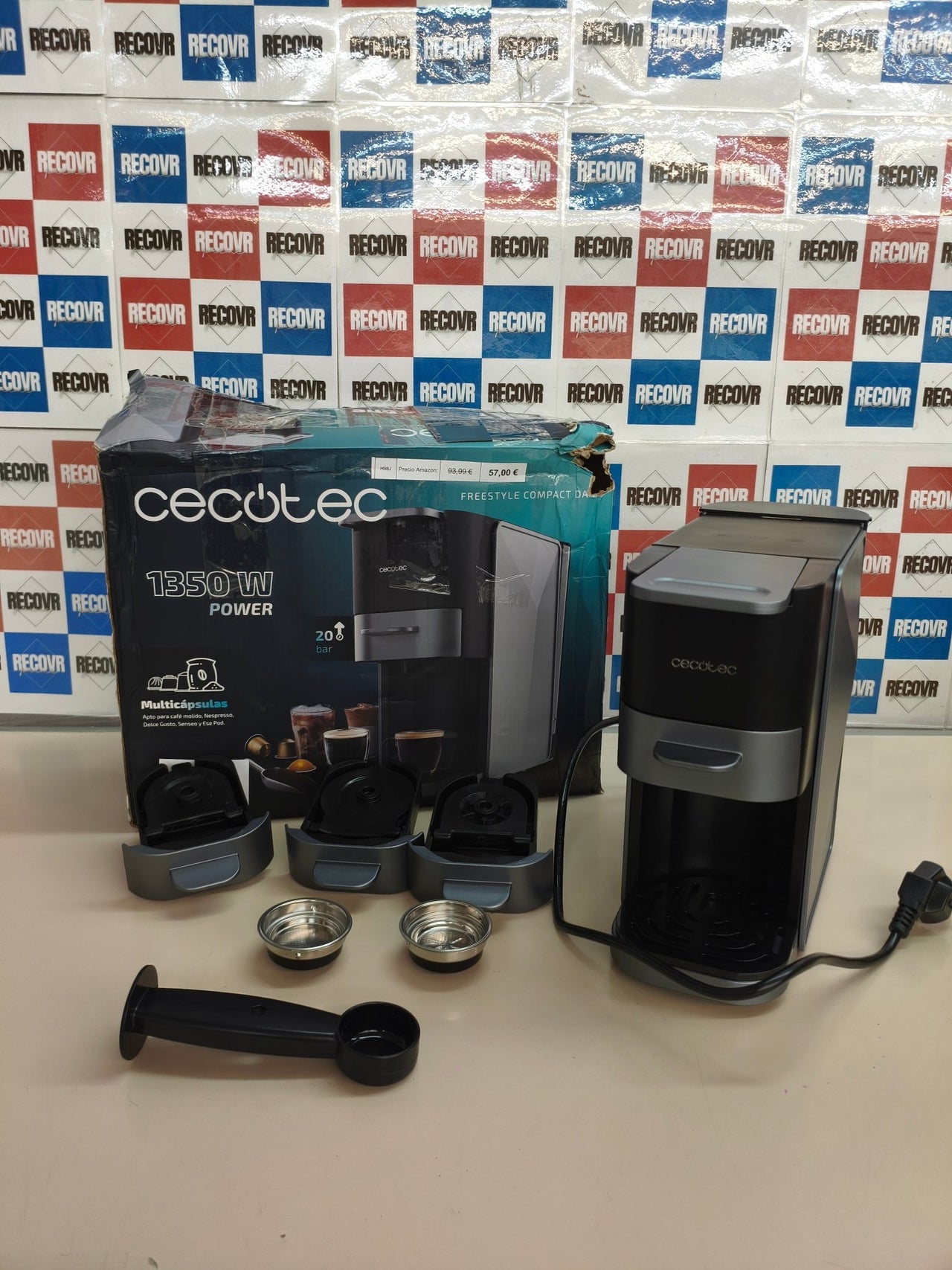 Cecotec FreeStyle Compact Dark Roast, cafetera 4 en 1, 20 bar, 1350W