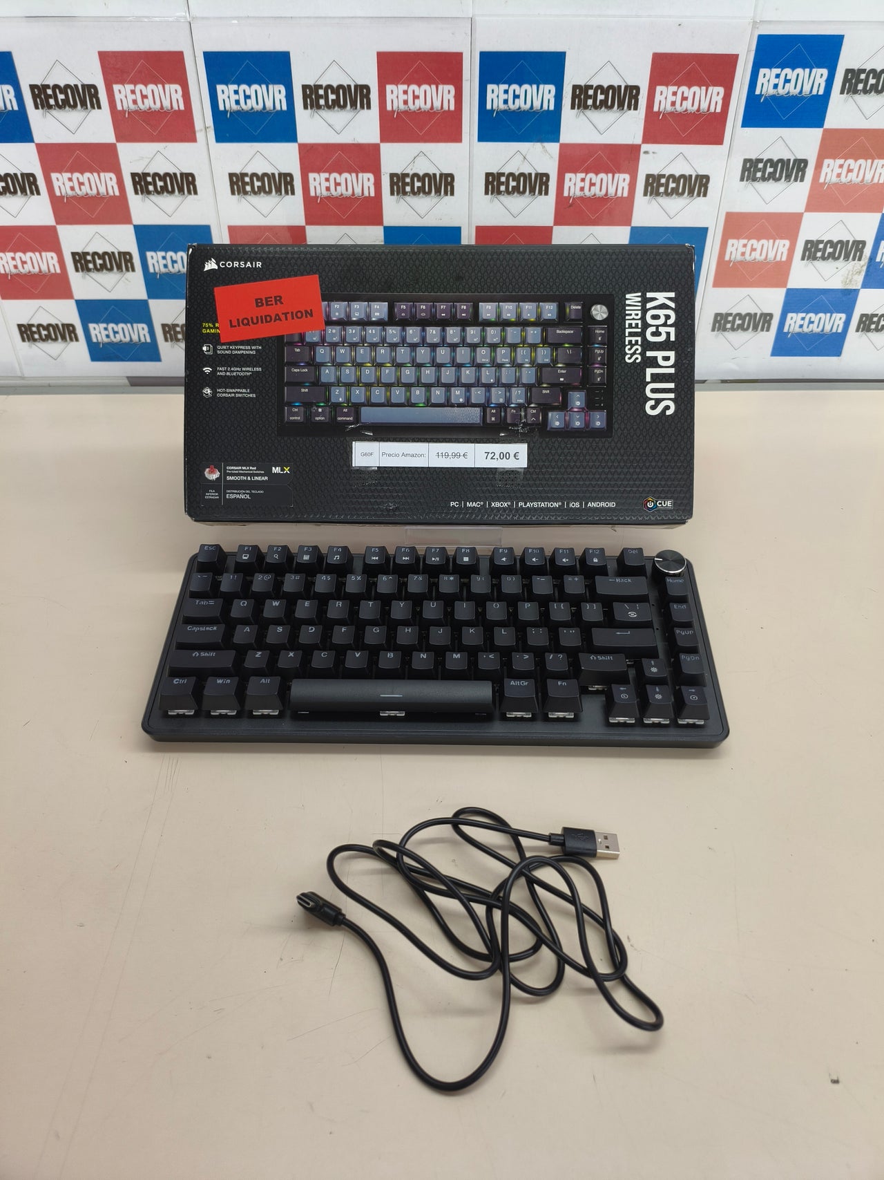 Teclado mecánico gaming CORSAIR K65 Plus Wireless 75% RGB