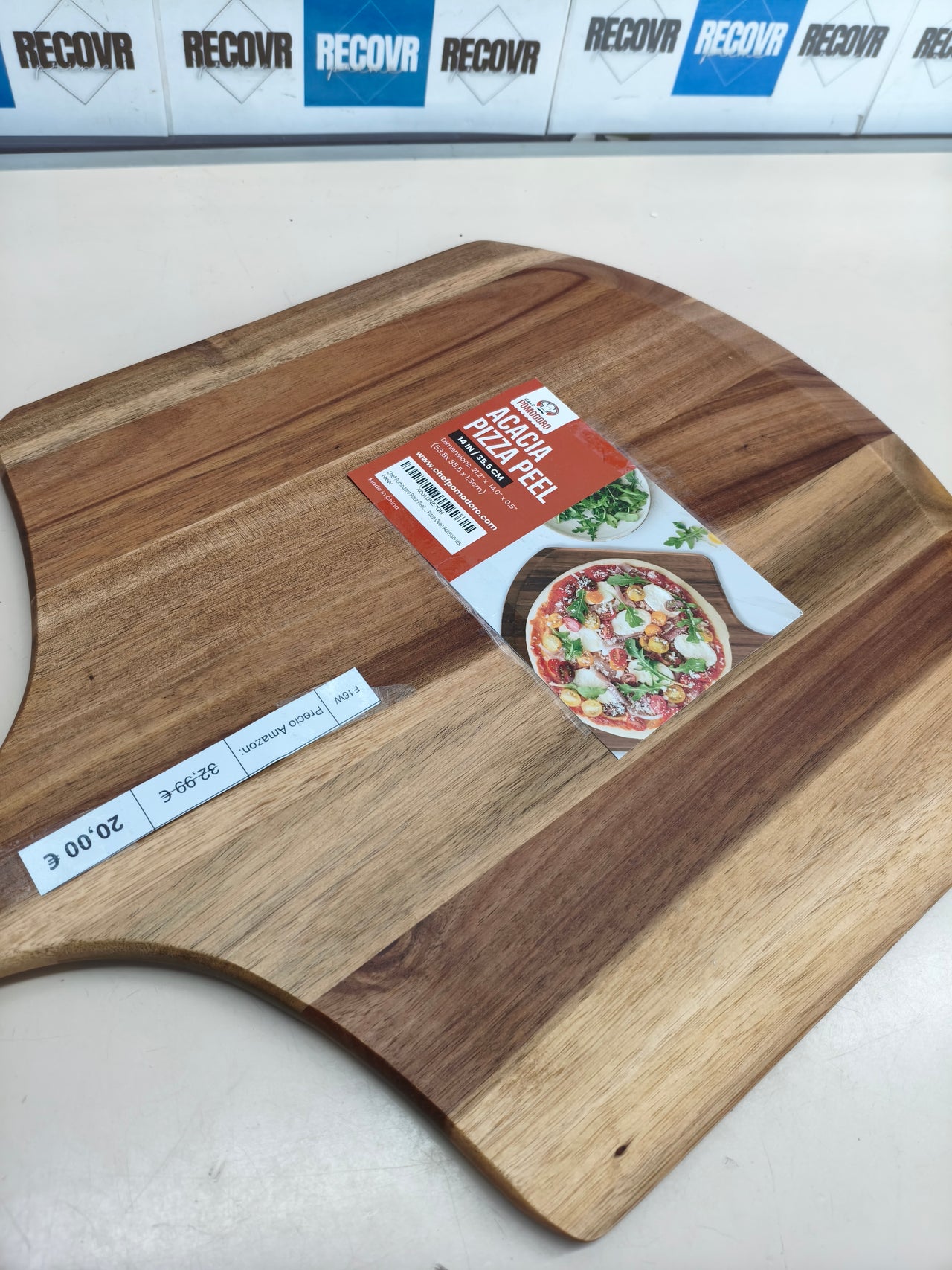 Pala para pizza Chef Pomodoro 35,5 cm de madera de acacia para horno