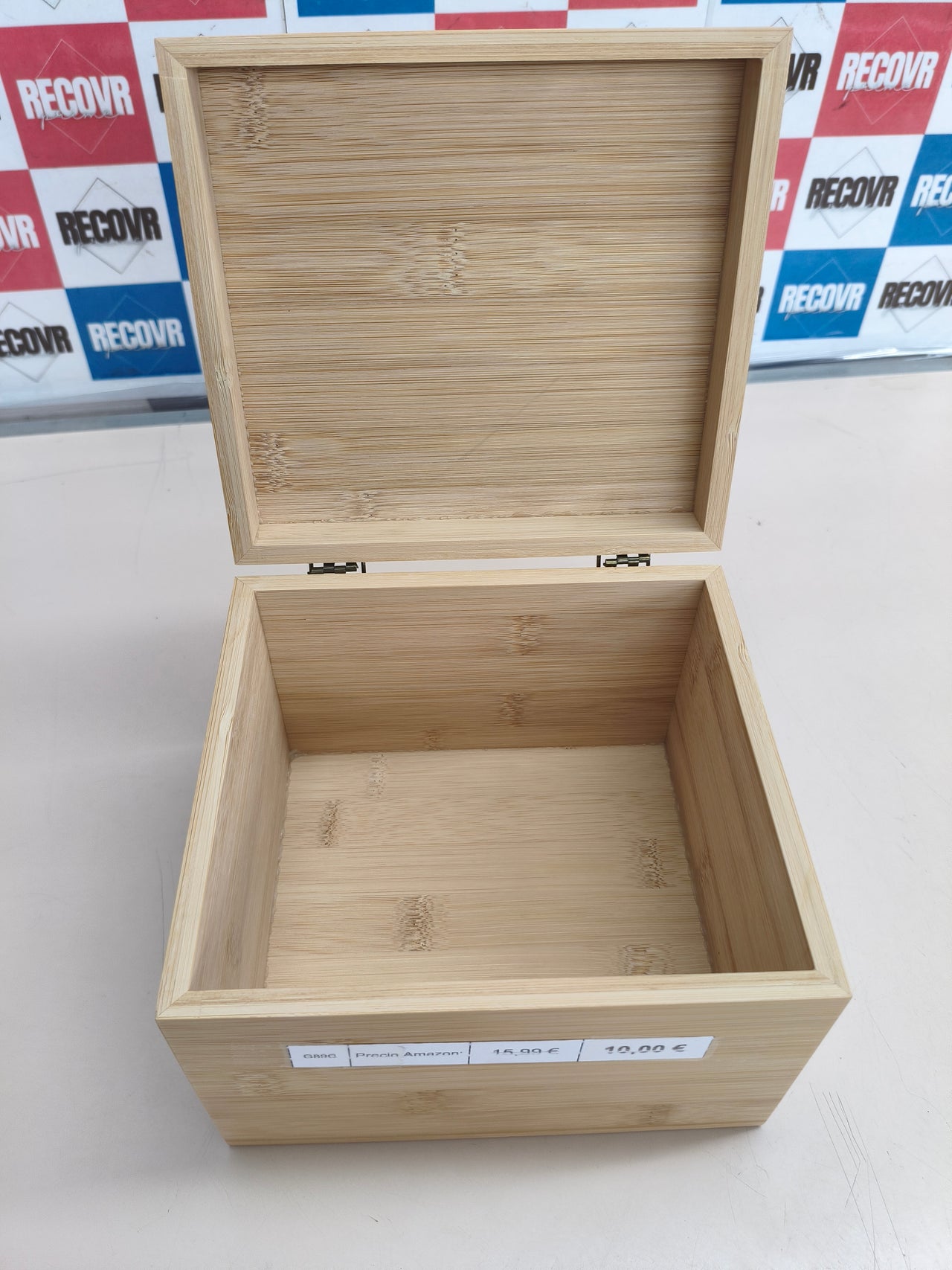 Caja de madera para recetas con 50 tarjetas en blanco