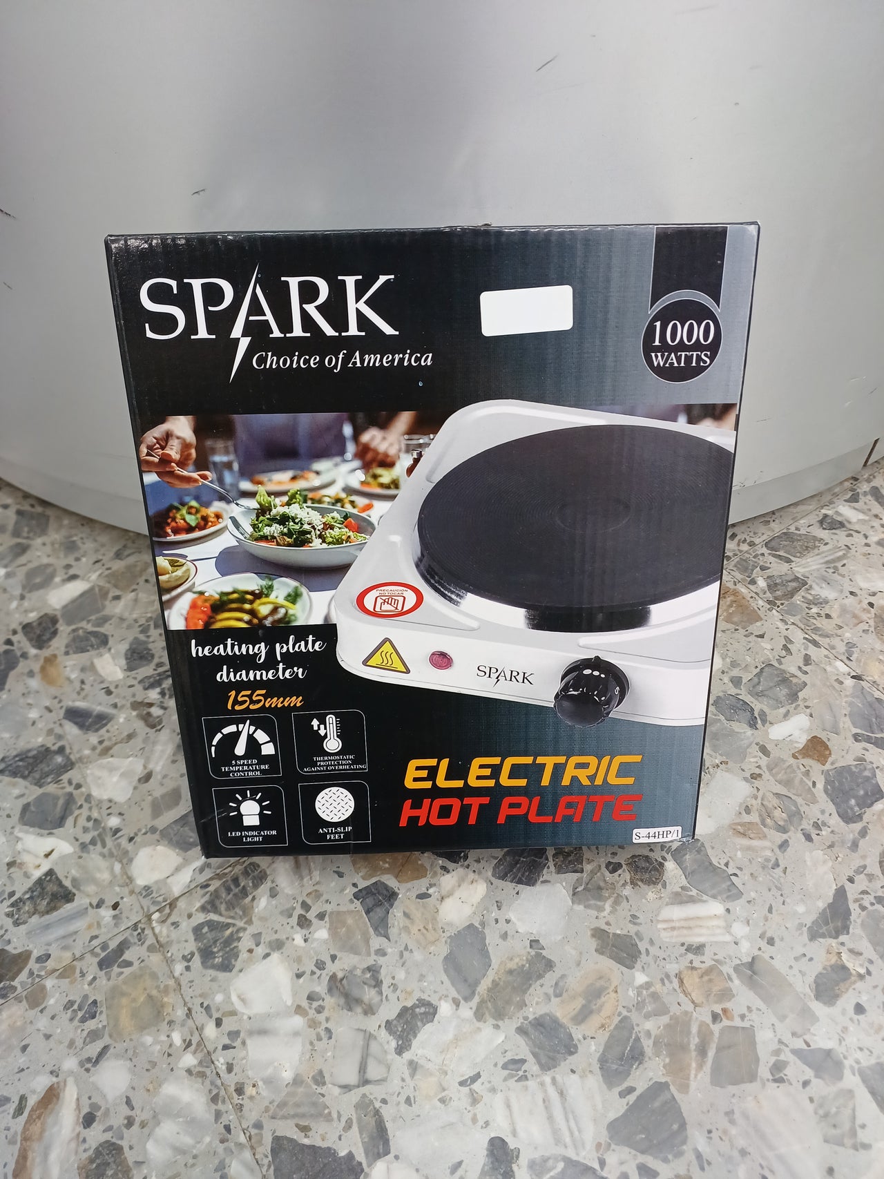 Hornillo Eléctrico, 1000W, 155mm de diámetro, 5 tipos dd temperatura, luz indicador LED