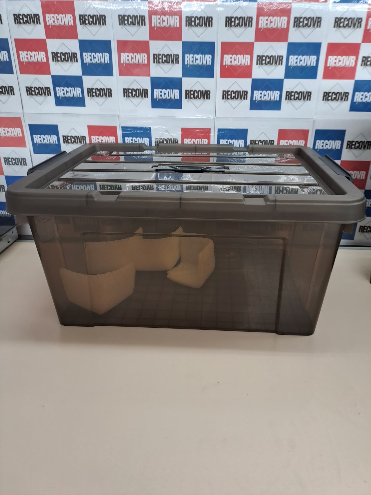 Cajas almacenamiento 35L apilables tapa 4ud SpaceXpert