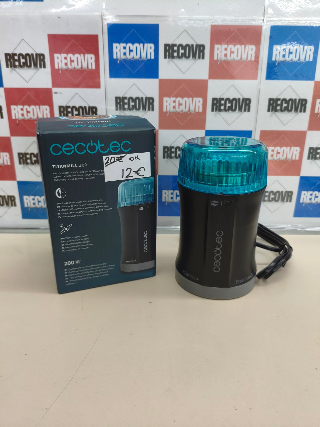 Molinillo de café y especias de 200 W con cuchillas de titanio