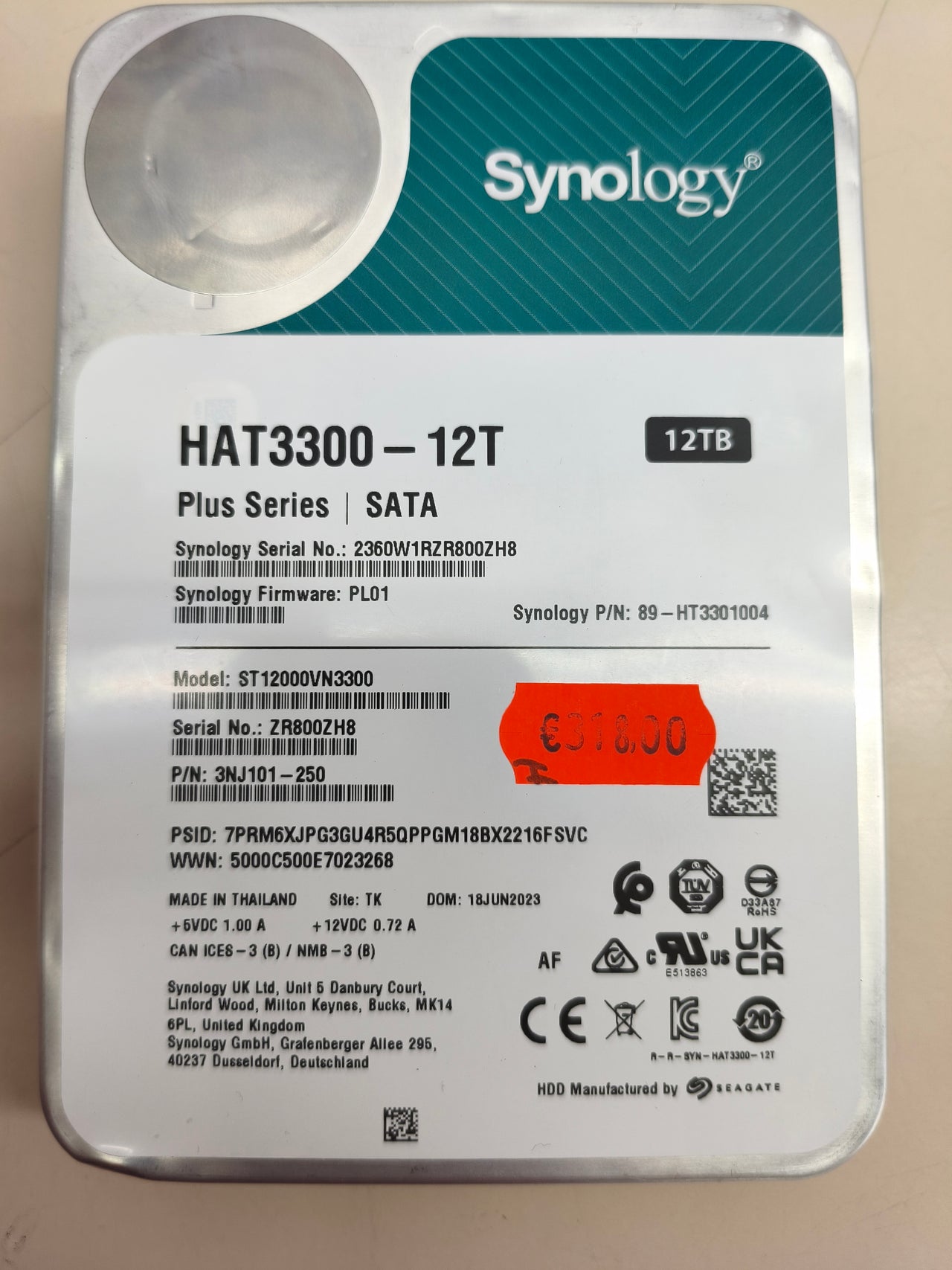 Disco Duro Synology HAT3300-12T 12TB SATA
