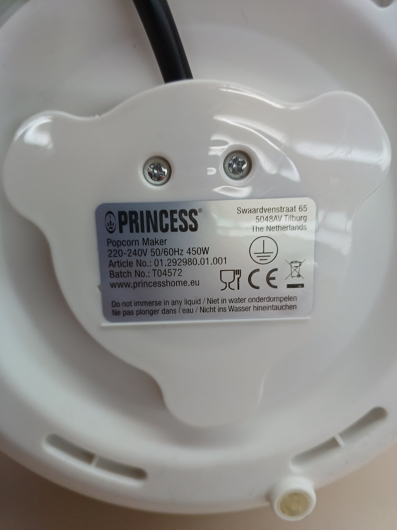 Palomitera Princess 292980 4,5L 450W Compacta