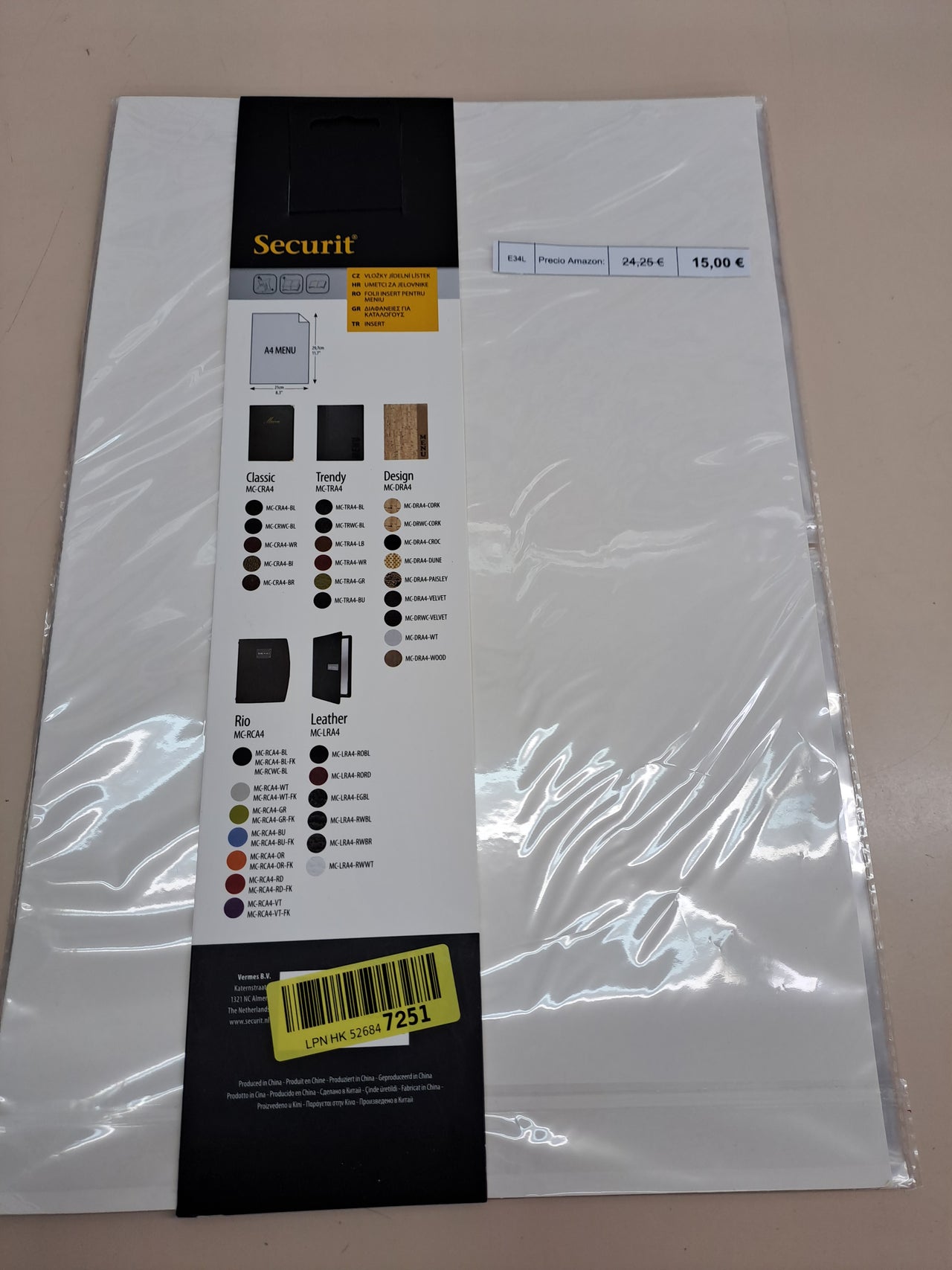 Fundas menú A4 doble cara pack 10 – Securit