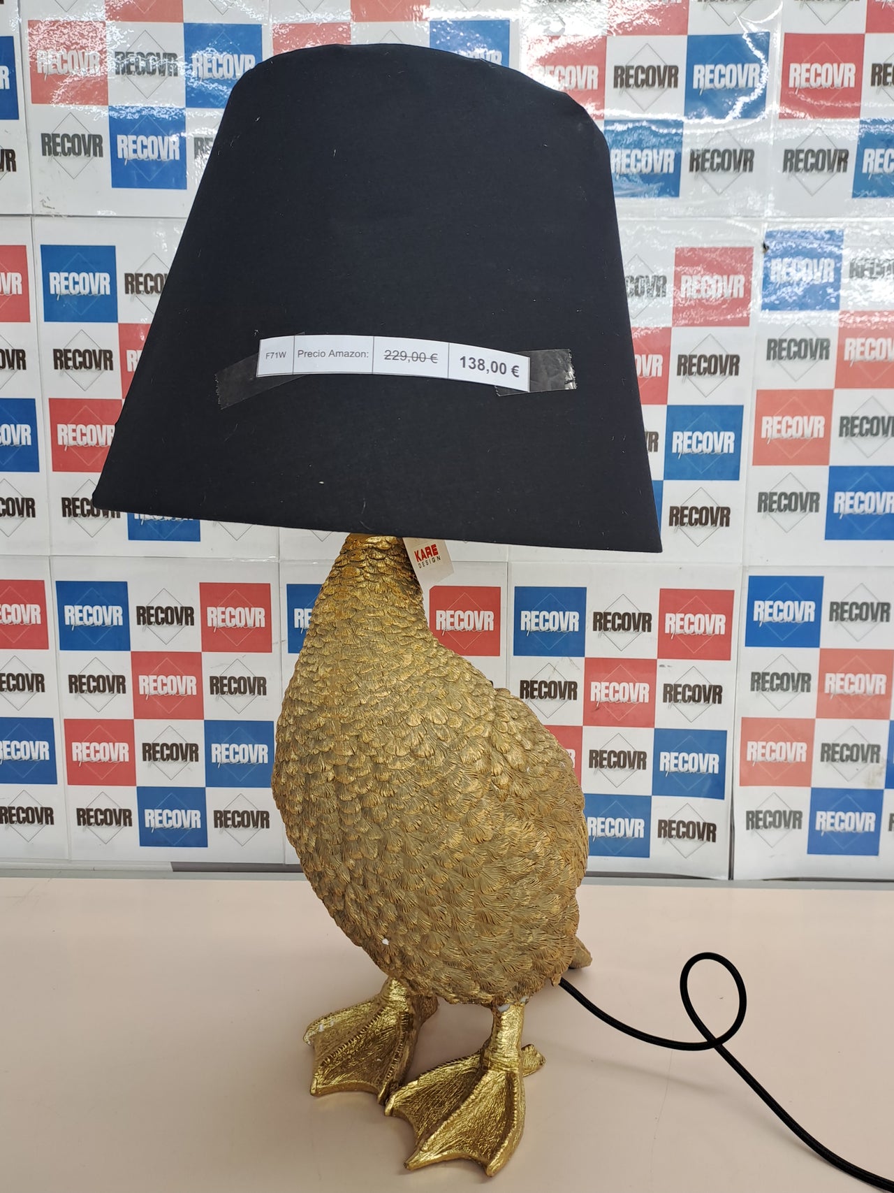 Lámpara de mesa Kare Design Animal Duck dorada y marrón