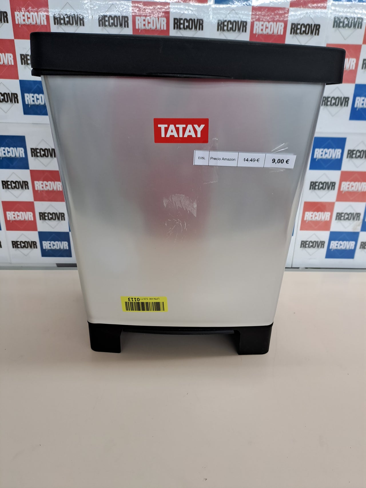 Cubo basura 21L pedal plástico BPA gris Tatay