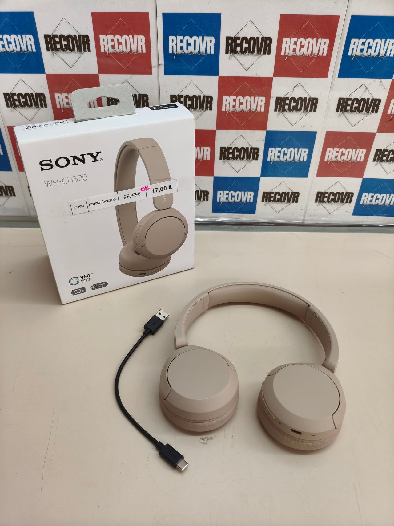 Sony WH-CH520, auriculares Bluetooth de diadema, 50 h,