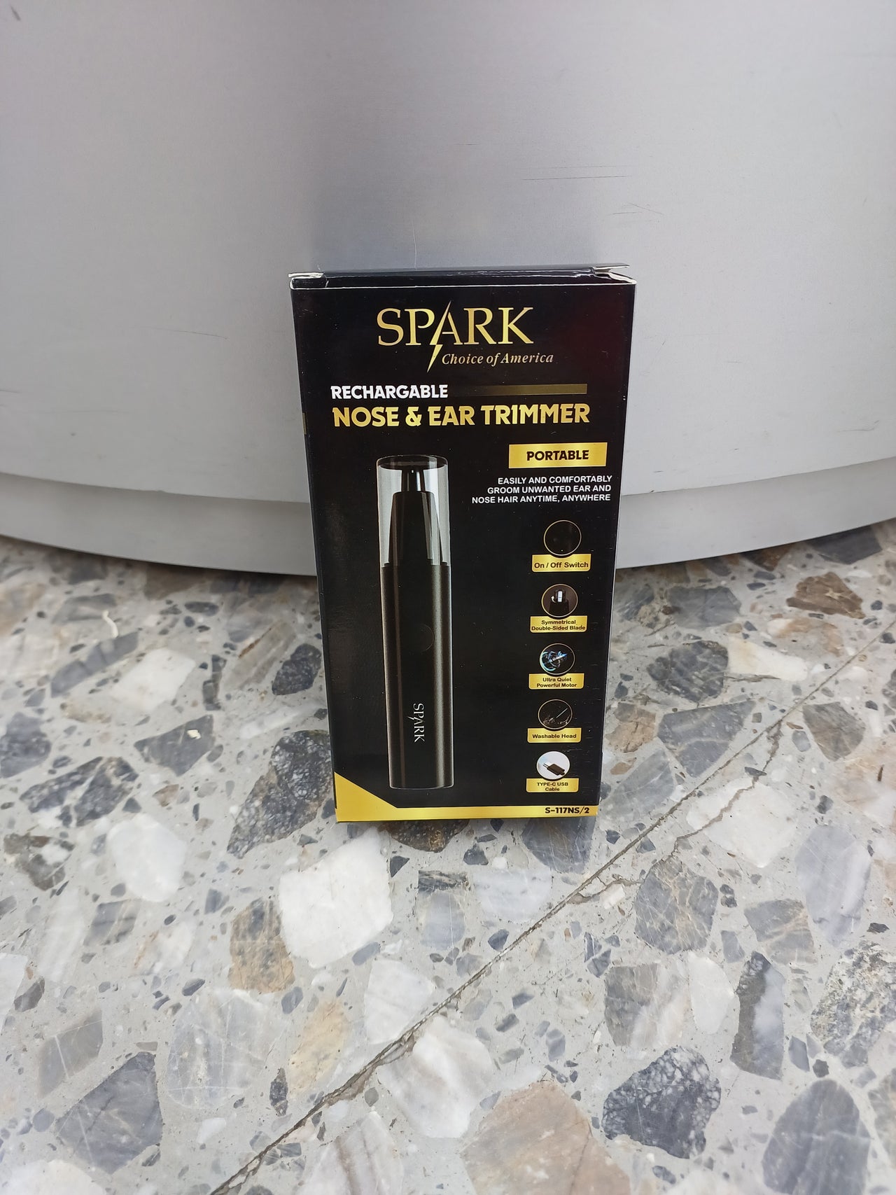 Recortador de nariz y orejas, recargable, cuchillas simétricas de doble filo, motor ultra silencioso, cabezal lavable, cable USB-C, Spark S-117NS/2