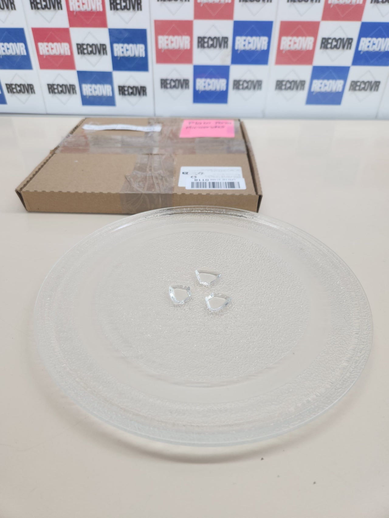 Plato Microondas 24.5 CM Universal 245 mm de Diámetro, Plato Giratorio de Cristal Redonda con 3 Fijadores Apto para Todos los Modelos de Microondas con un Plato Giratorio WinGluge