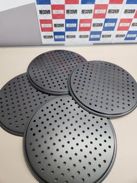 Set 4 Bandejas Pizza, Redondas, Moldes Horno Perforados, Antiadherentes, ∅32 cm, Acero, Masa Casera, Antracita Relaxdays Knusper