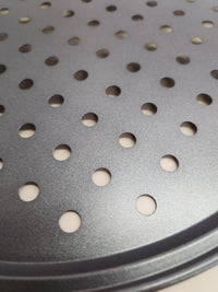 Set 4 Bandejas Pizza, Redondas, Moldes Horno Perforados, Antiadherentes, ∅32 cm, Acero, Masa Casera, Antracita Relaxdays Knusper