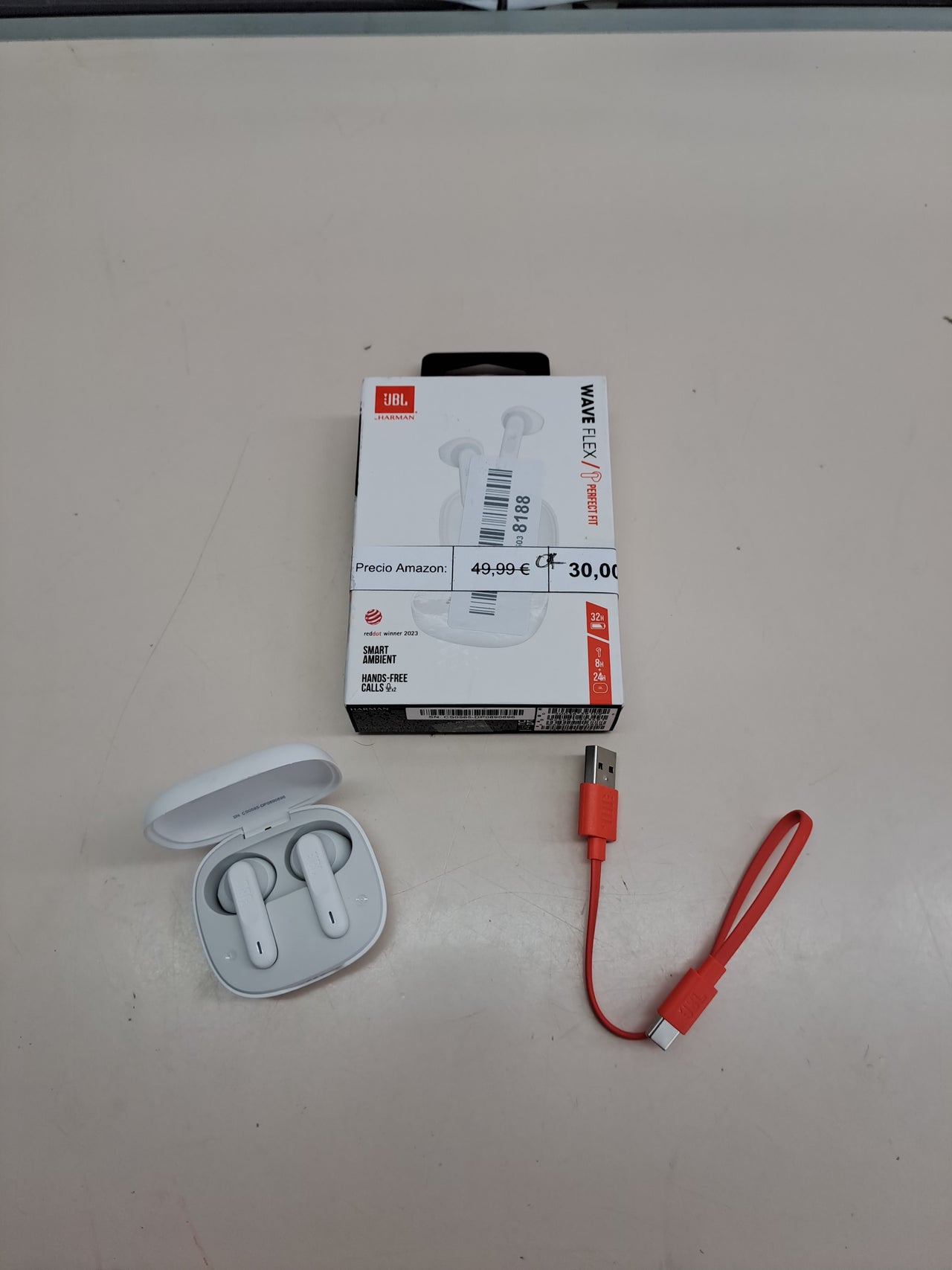 Auriculares JBL Wave Flex inalámbricos blancos