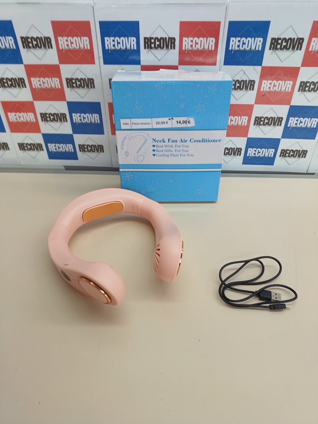 Ventilador cuello portátil 5 vel DDKJ rosa