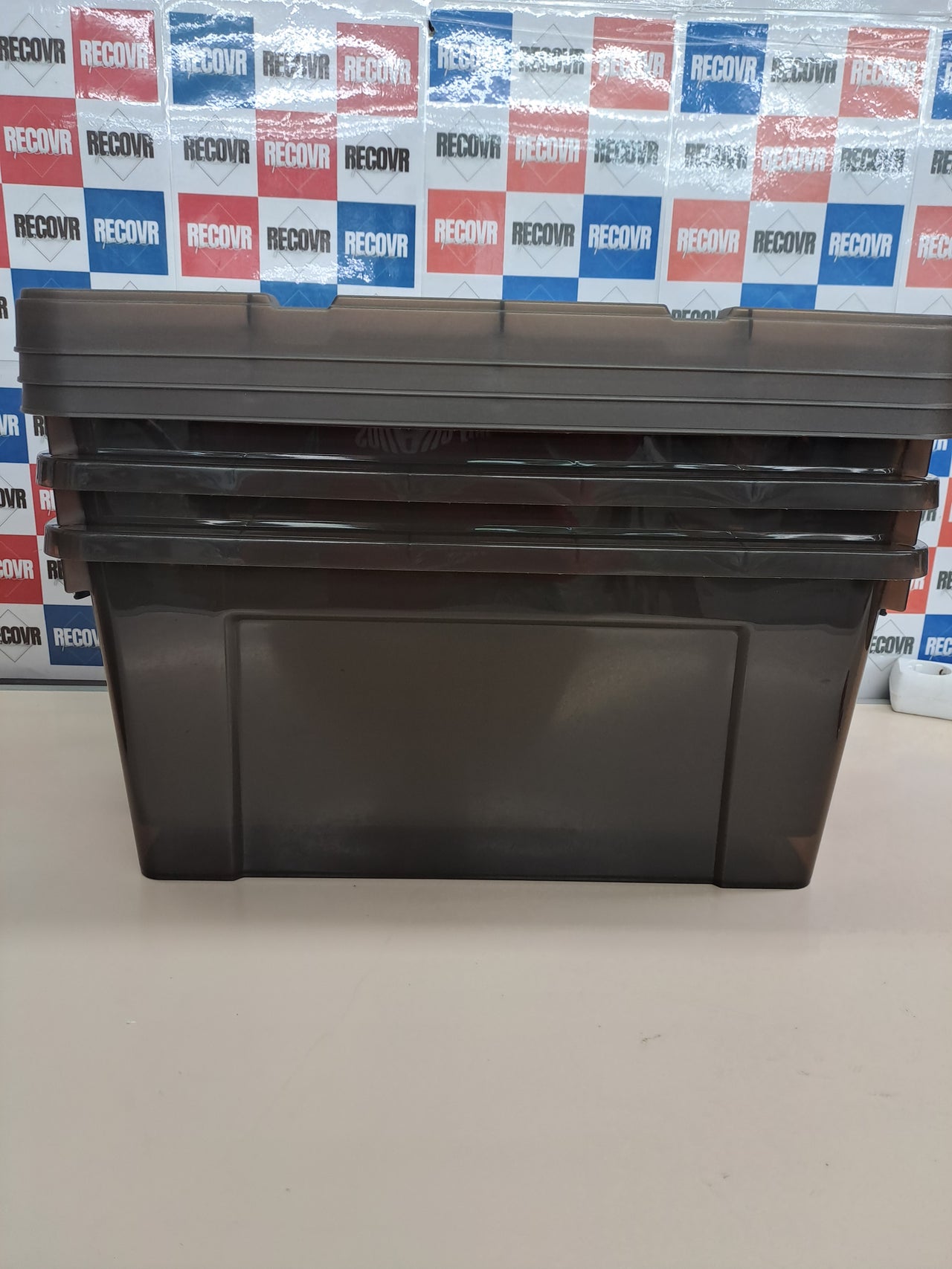 Cajas almacenamiento 35L apilables tapa 4ud SpaceXpert