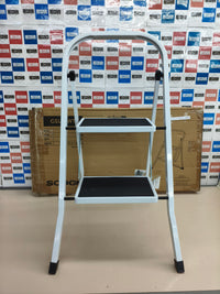 Escalera de tijera SONGMICS 2 peldaños plegable blanca carga 150 kg