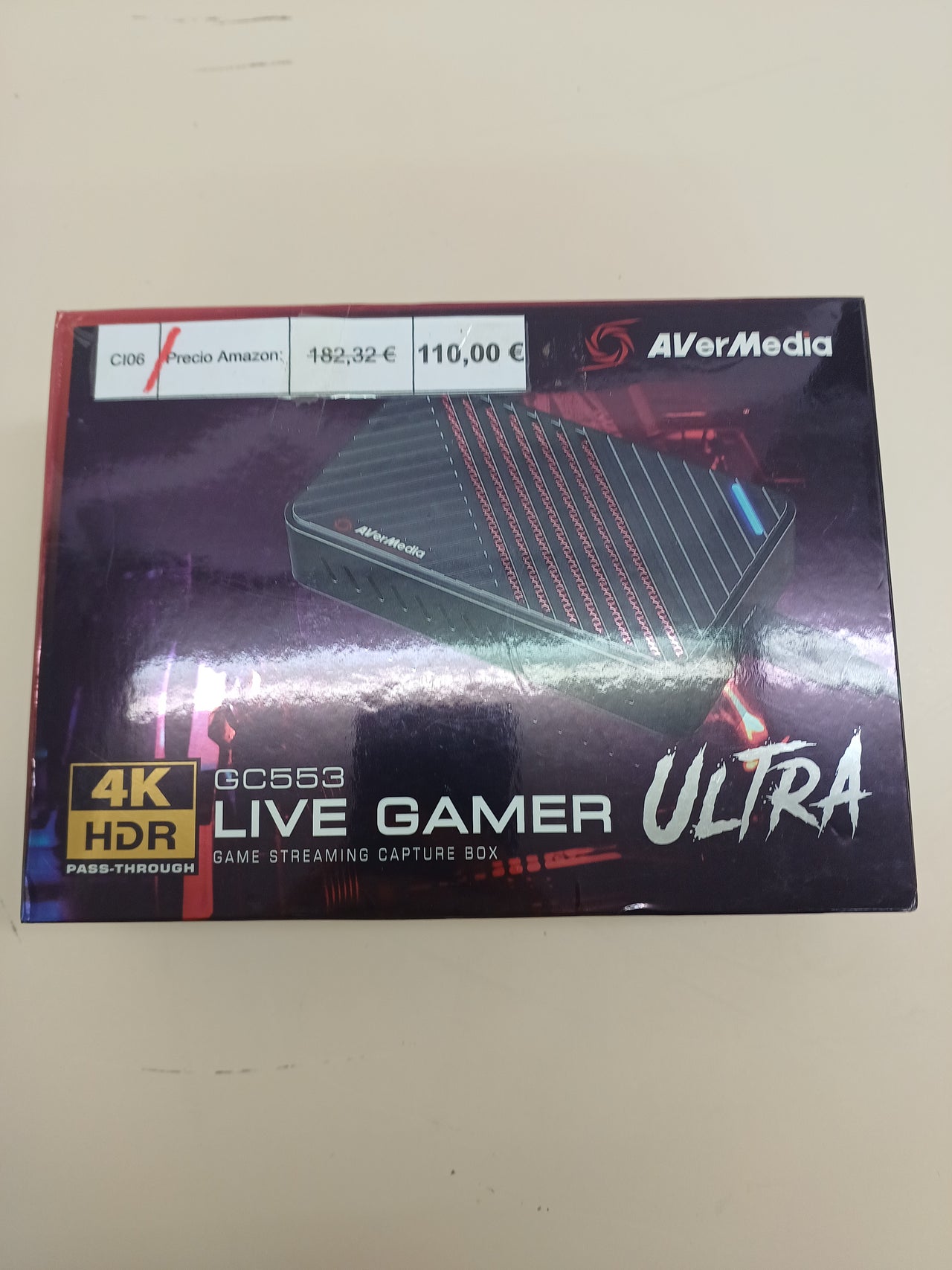 Capturadora vídeo YouTubers, Streamers, Switch, PS4 AVerMedia Live Gamer ULTRA GC553, 4KP60 HDR Pass-Through, USB 3.1, Latencia ultrabaja, Plug and Play, 4K,