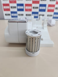 Rallador Queso 1500 mAh, inalámbrico, 2 Rodillos de Acero Inoxidable incluidos, 1 kg de Queso con Recambio, Rallador para Muchos Ingredientes,  Blanco Ariete Gratì Metal 44,